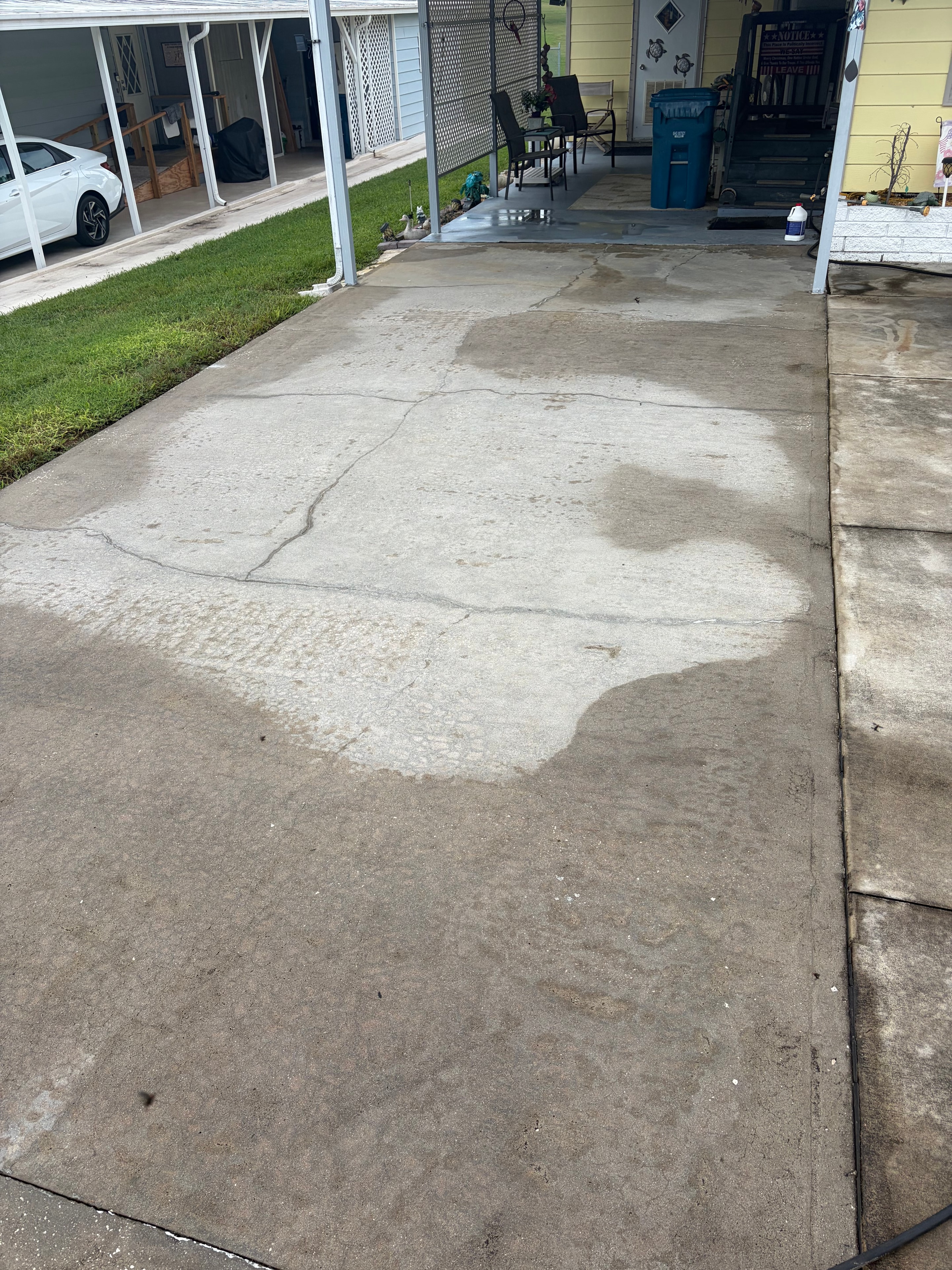 Driveway mid-clean showing dramatic difference